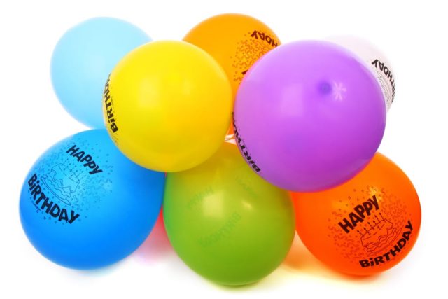 balloons with happy birthday print